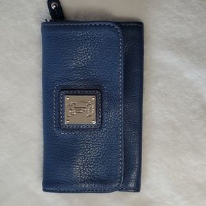 Tignanello Blue Pebbled Leather Wallet - EUC